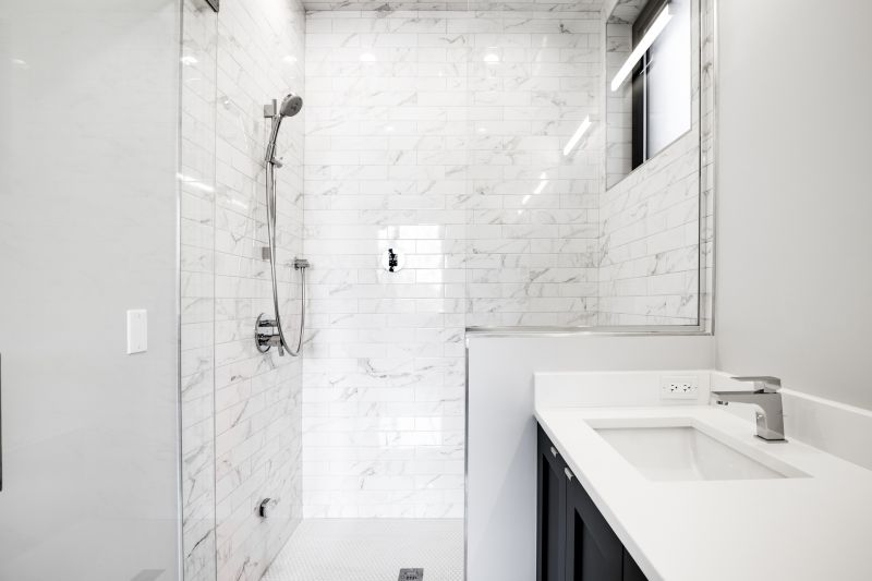 Minimalist Shower with Monochrome Tiles