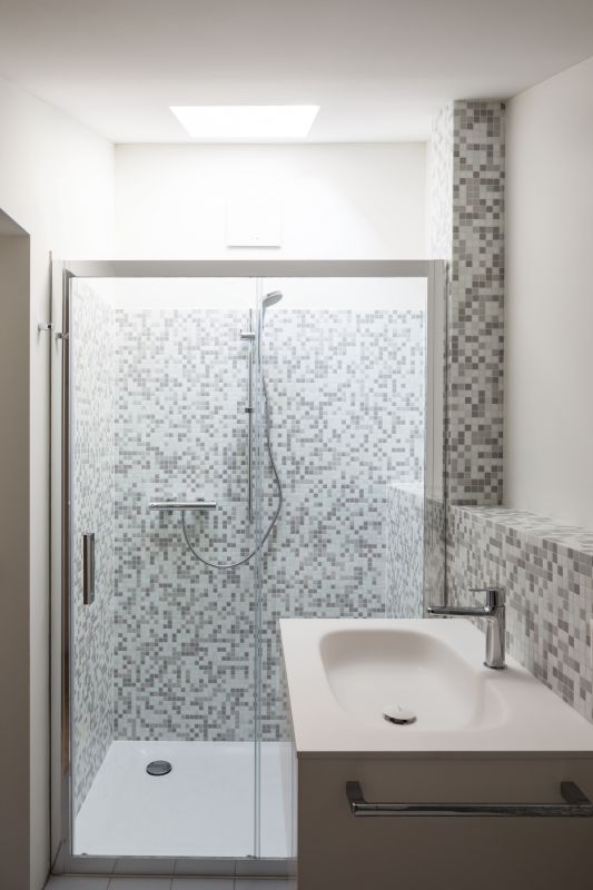 Modern Shower with Geometric Tiles