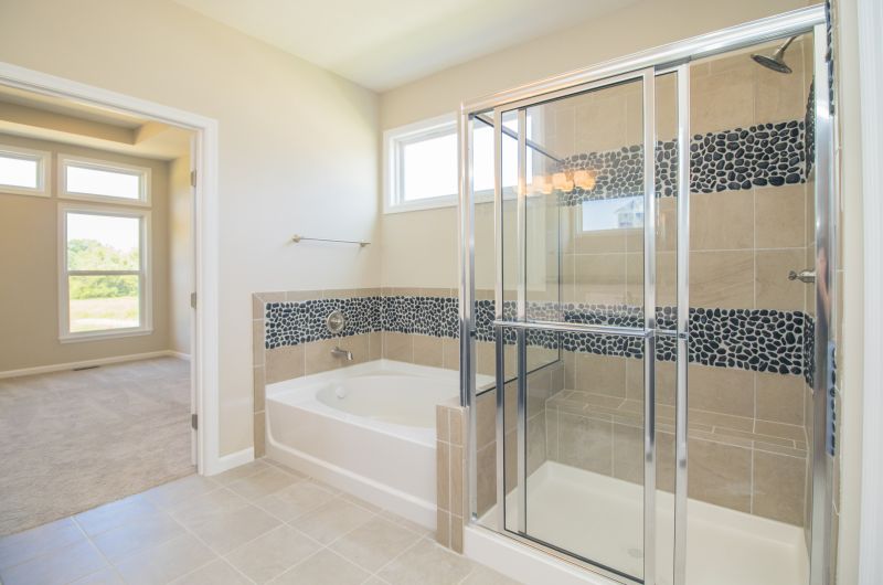 Contemporary Shower with Tile Accents